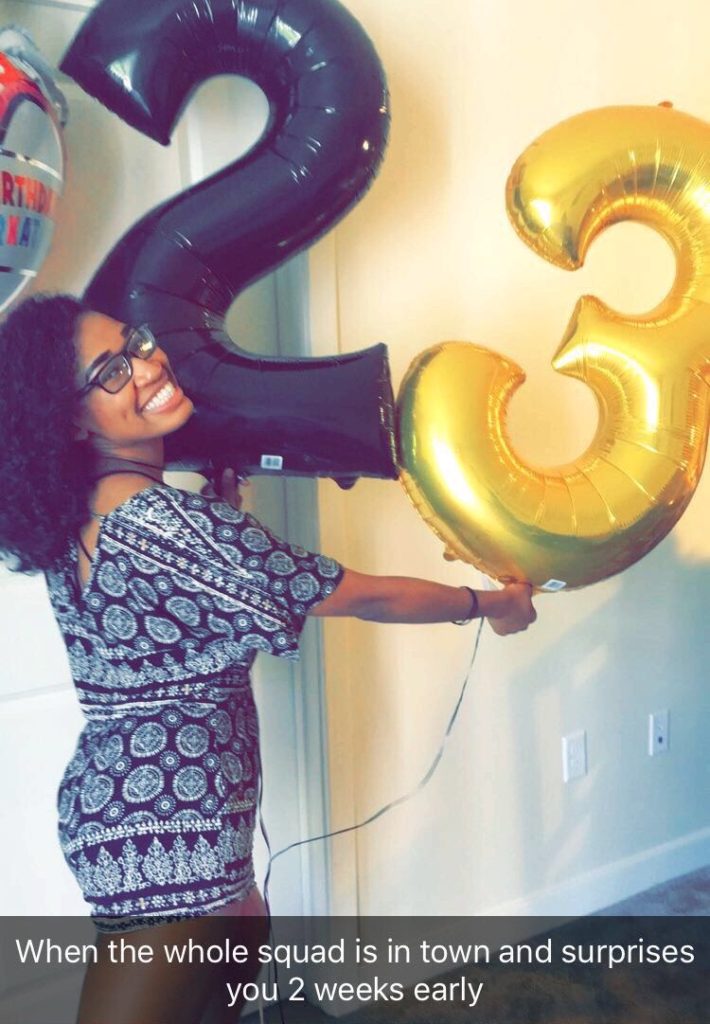Snapchat chronicles from Jasmine & I's surprise birthday lituation 
